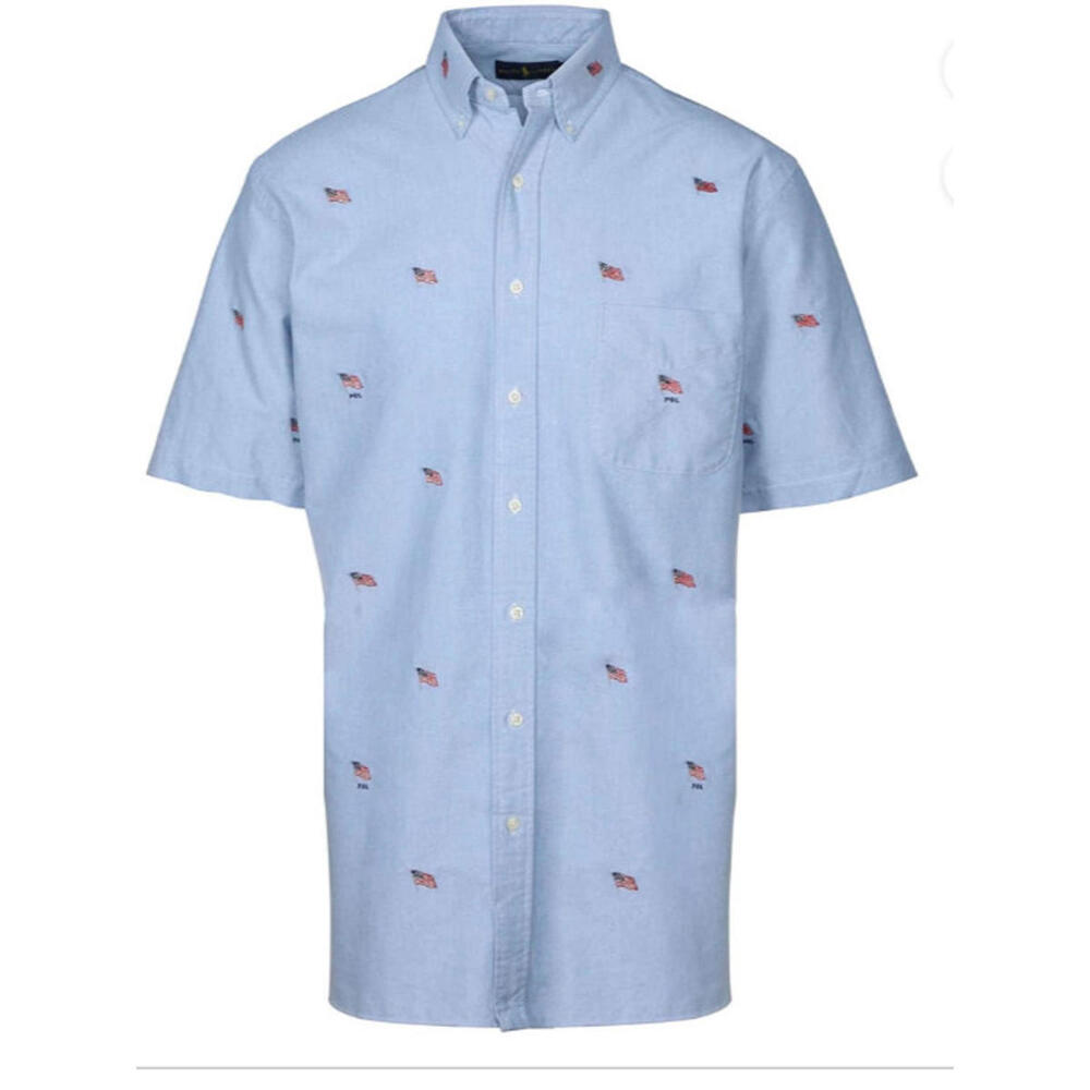 Polo Ralph Lauren Short Sleeve Oxford Button Down Shirt w/ USA Flags 2XLT NWT